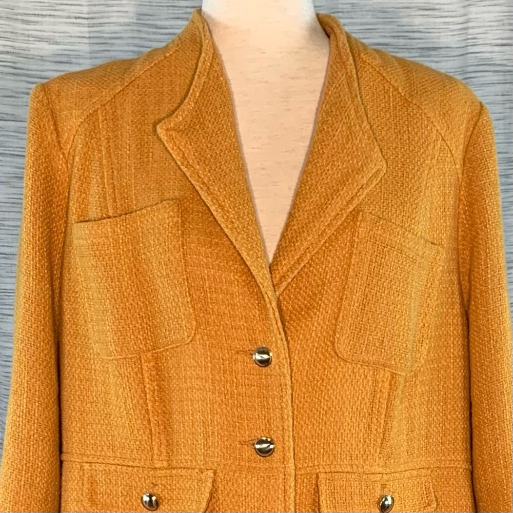 Chico's Mustard Twill Light Coat. - Picture 3 of 16